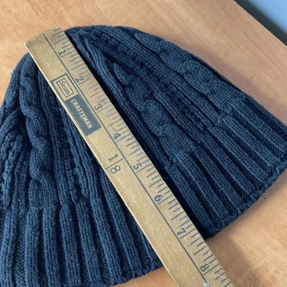DENVER HAYES Cable Knit Fleece Lined Black Beanie Hat Toque O/S - Picture 10 of 11